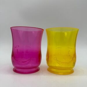 Kool-Aid Plastic Tumblers Kids 8oz Pink Yellow Smiley Face Bradshaw Set of 2